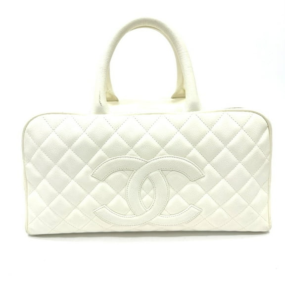 Pre-Owned Chanel CC Mark Quilted Matelasse Bag Hand Bag White (Good)