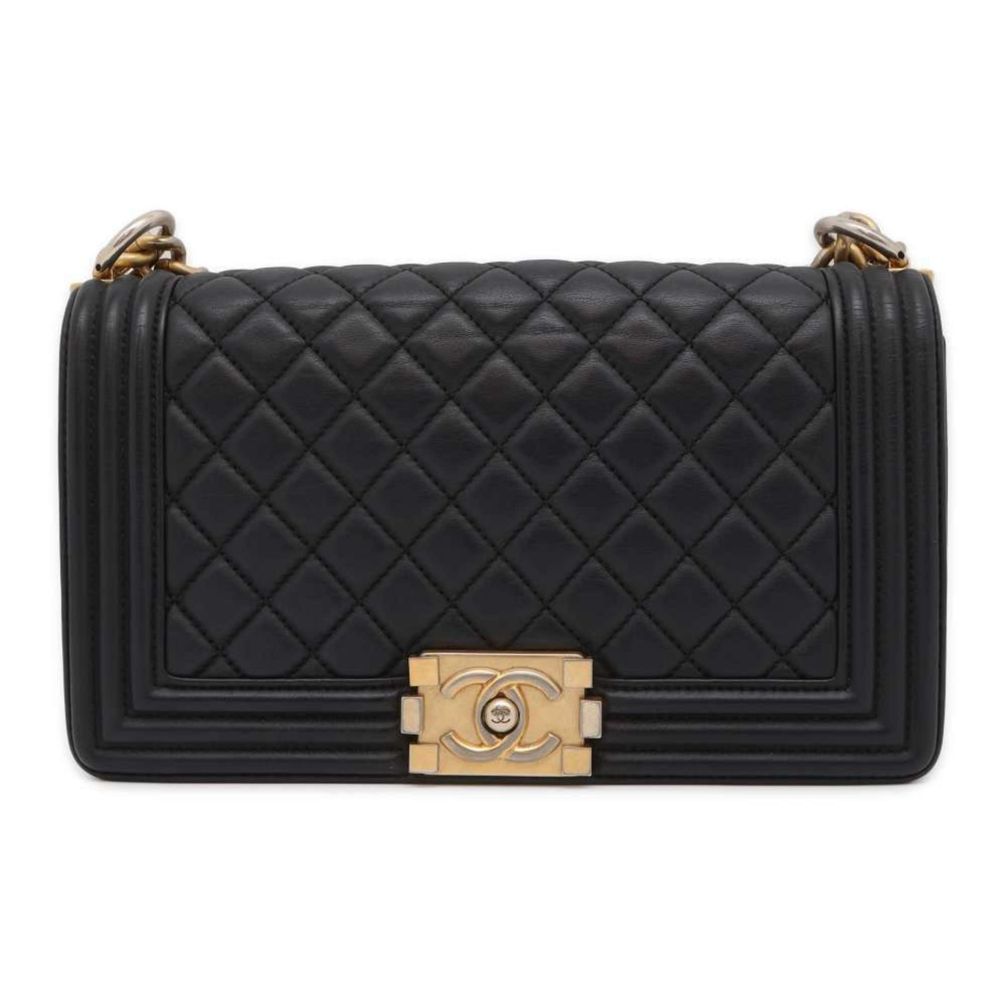 Pre-Owned Chanel Chain Shoulder Bag Boy Lambskin Coco Mark A67086 