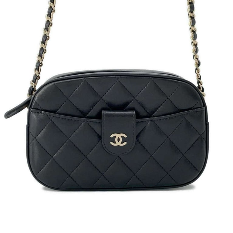 Pre Owned Chanel Chain Shoulder Bag Matelasse Coco Mark Lambskin AP3998 CHANEL Pochette Black Good Walmart
