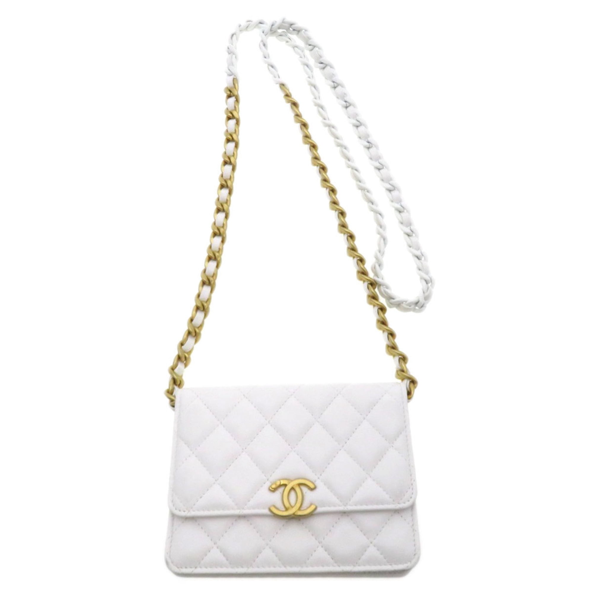 Pre-Owned Chanel Chain Wallet Coco Mark Matelasse Shoulder Pre-Owned Chanel Chain Wallet Coco Mark Matelasse Shoulder