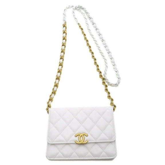 Pre-Owned Chanel Chain Wallet Coco Mark Matelasse Shoulder Bag Lambskin Women's CHANEL (Good)