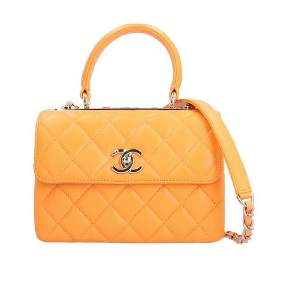 Pre-Owned Chanel Matelasse Shoulder Bag Leather Orange Women's CHANEL 2way Chain (Like New)