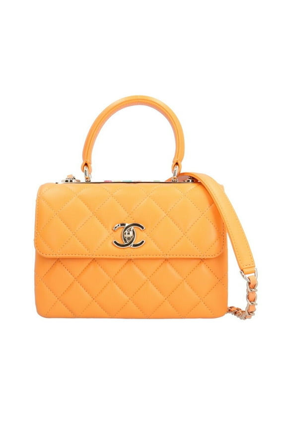 Pre-Owned Chanel Matelasse Shoulder Bag Leather Orange Women's CHANEL 2way Chain (Like New)