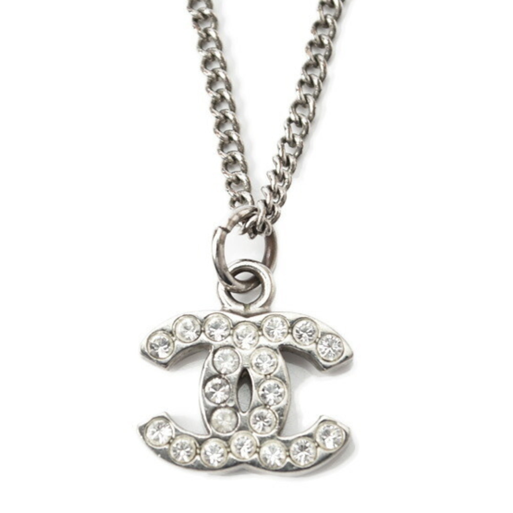 CHANEL COCO Mark Logo Pearl Chain Necklace Accessories Silver main image 0