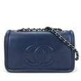 thumbnail image 1 of Pre-Owned Chanel Shoulder Bag Matelasse Caviar Skin Navy Deca Coco Double Chain 13 Series Women's CHANEL (Good), 1 of 10