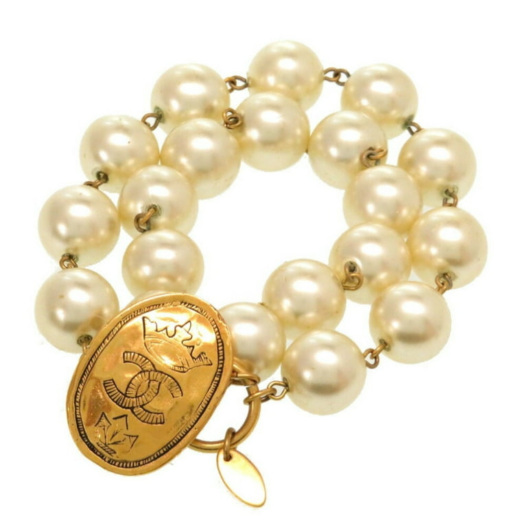 Pre-Owned Chanel Vintage Crown Coco Mark Double Bracelet Fake Pearl  Accessories (Good) 