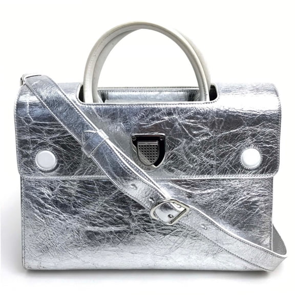 Pre-Owned Christian CHRISTIAN DIOR Bag 2WAY Hand Bag Metallic Silver (Good)