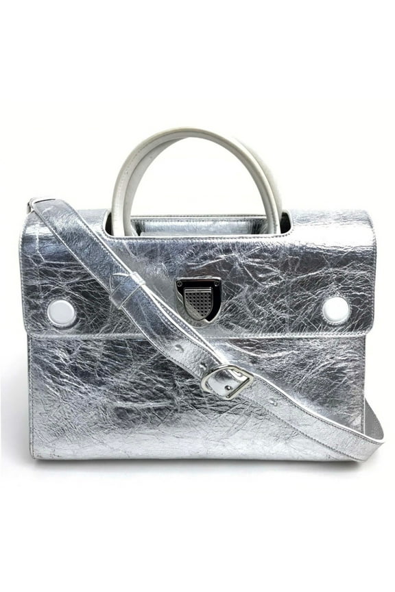 Pre-Owned Christian CHRISTIAN DIOR Bag 2WAY Hand Bag Metallic Silver (Good)