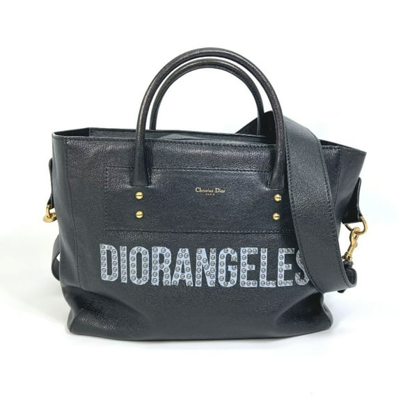 Pre-Owned Christian CHRISTIAN DIOR DIORANGELS bag logo studs Tote Bag Black (Good)
