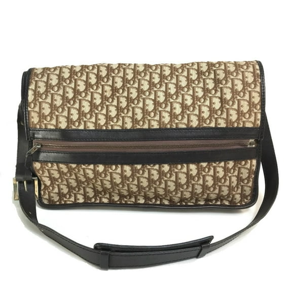 Pre-Owned Christian CHRISTIAN DIOR Trotter Bag 2 stage flap Messenger Shoulder Bag Beige/Brown (Fair)