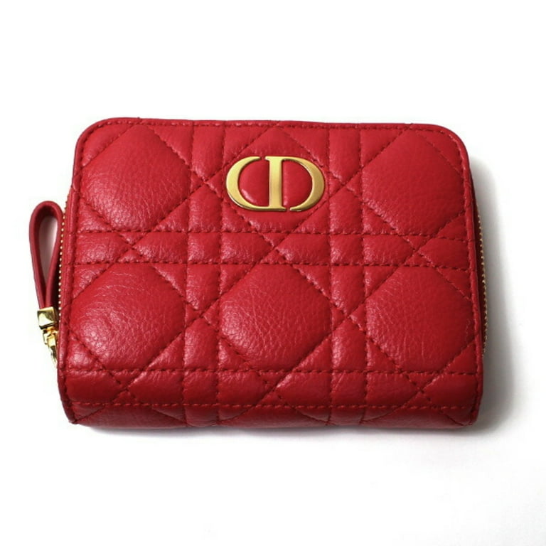 Pre Owned Christian Dior Caro Cannage Stitch Round Bifold Wallet Red S5032UWHC Women s Good Walmart