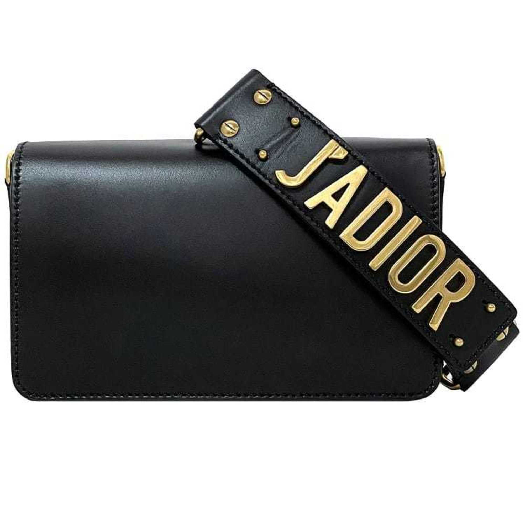 Pre-Owned Christian Dior Clutch Bag Black Gold J'ADIOR Leather