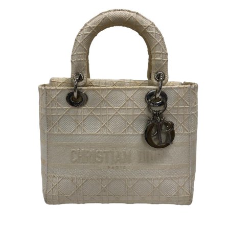 Pre-Owned Christian Dior Dior Lady Cannage Handbag White Women's (Fair)