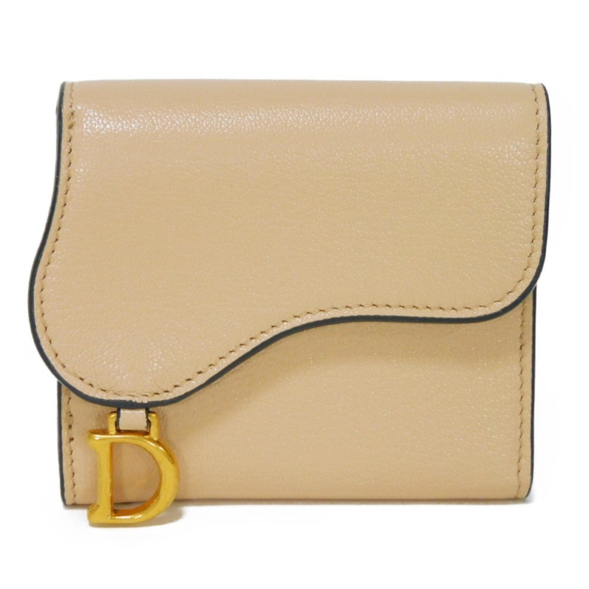 Pre Owned Christian Dior Dior Trifold Wallet Saddle Lotus Medium Beige Current D Goatskin Sand S5652CCEH M116 Women s Good Walmart