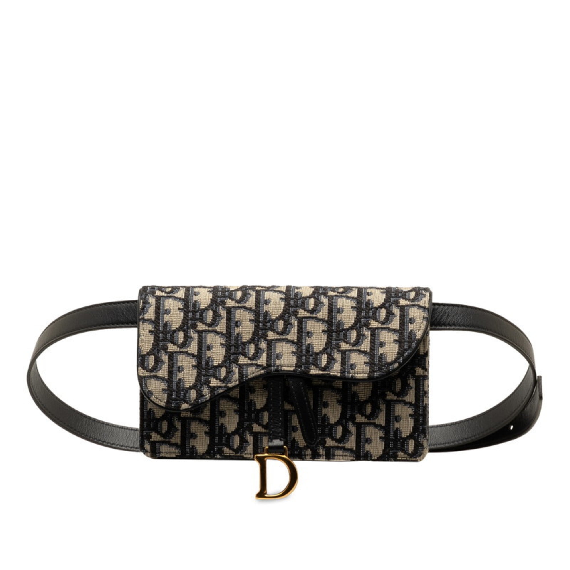 Pre Owned Christian Dior Dior Trotter Saddle Belt Pouch Bag S5619CTZQ Navy Canvas Leather Women s Good Walmart