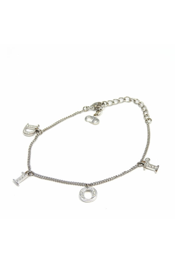 Pre-Owned Christian Dior bracelet CD rhinestone silver plated accessories for women jewelry (Good)