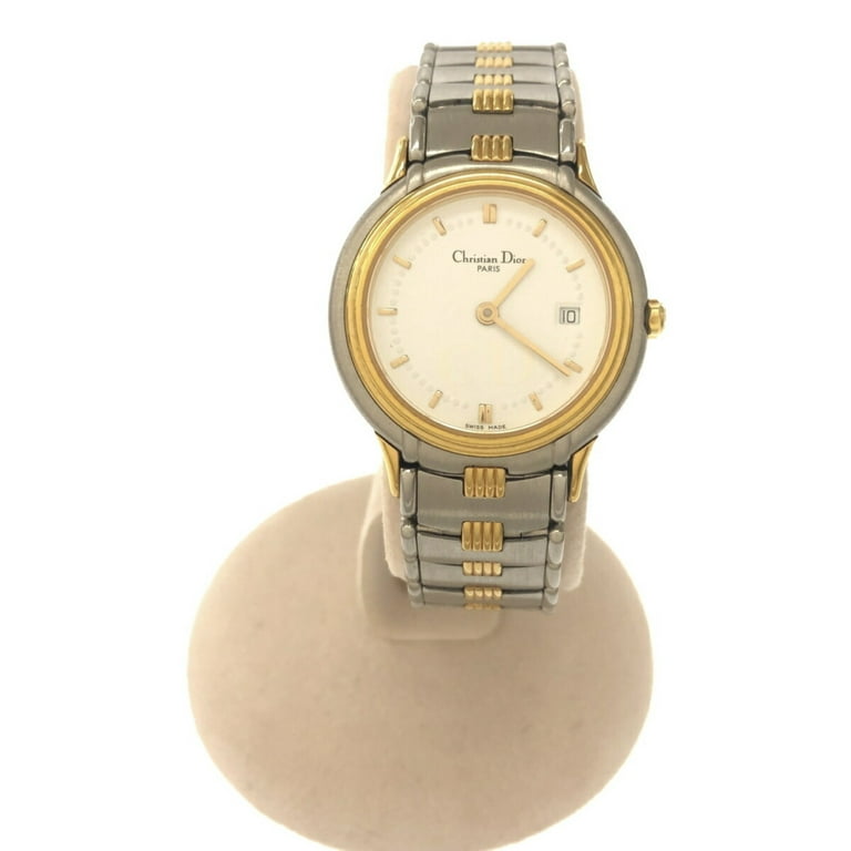 Pre-Owned Christian Dior quartz watch 48.146 date silver gold