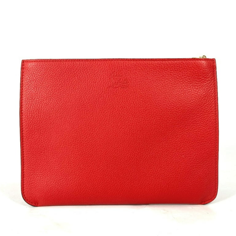Pre Owned Christian Louboutin 1185073 bag pouch Clutch bag Black Red Good Walmart