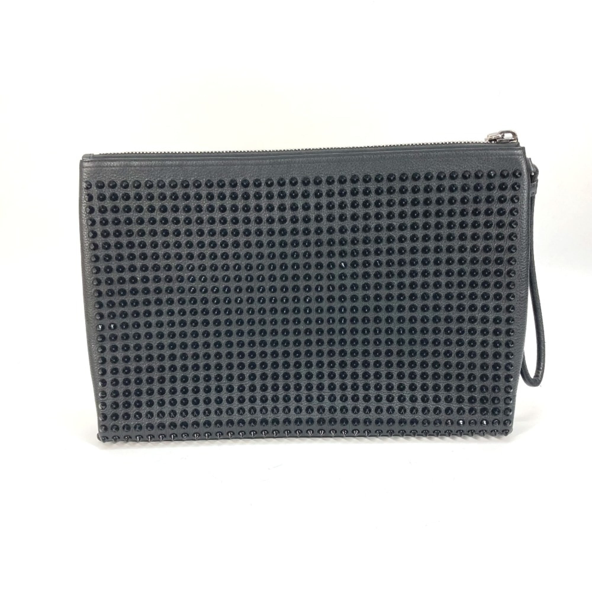 Pre Owned Christian Louboutin bag pouch With strap Clutch bag Black Good