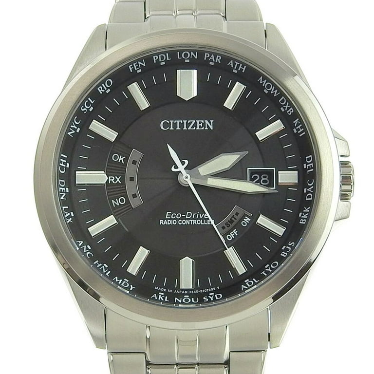 Pre Owned Citizen Eco Drive Date Men s Solar Radio Watch Black