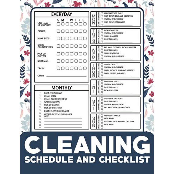 Pre-Owned Cleaning Schedule and Checklist: Daily Weekly and Monthly Cleaning Schedule, Checklist Planner and Organizer - 8,5x11 in