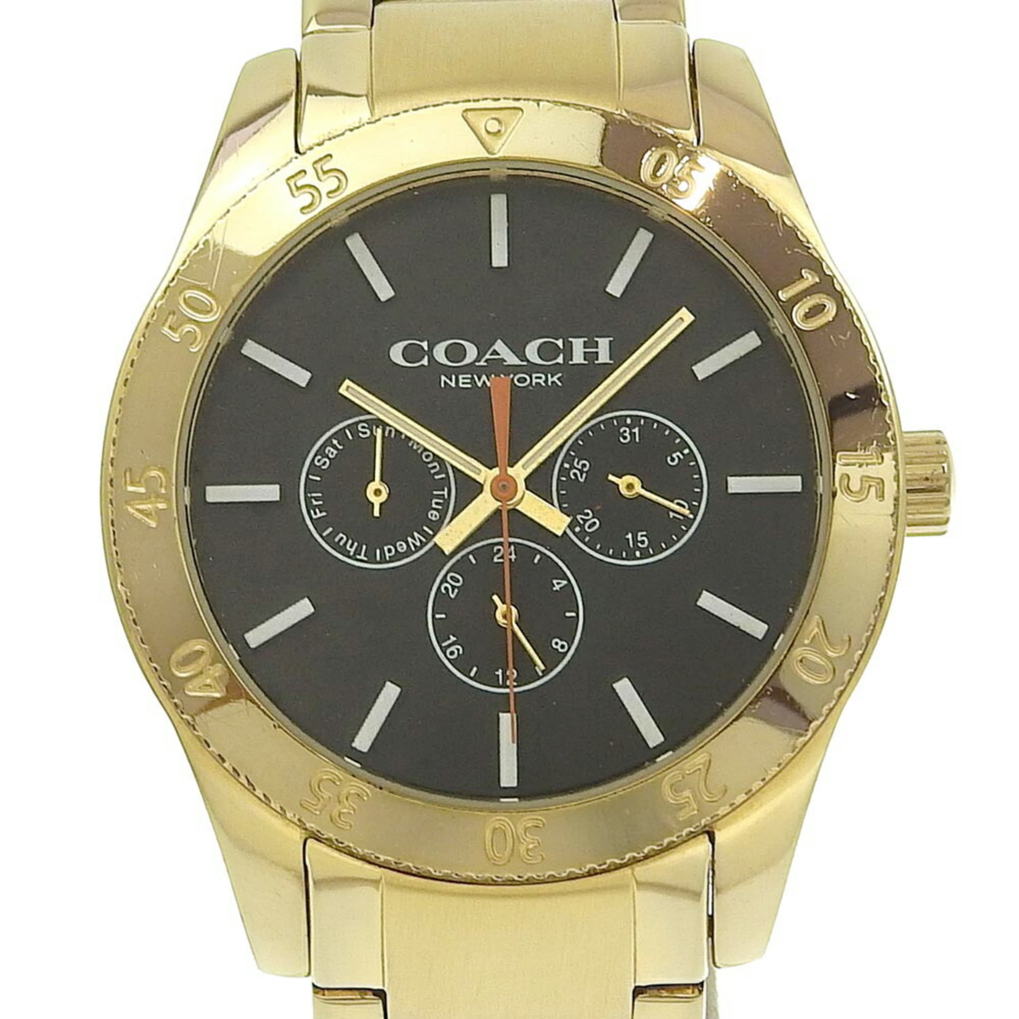 Pre-Owned Coach Day Date Watch CA133.2.95.1754 Gold Plated Pre-Owned Coach Day Date Watch CA133.2.95.1754 Gold Plated