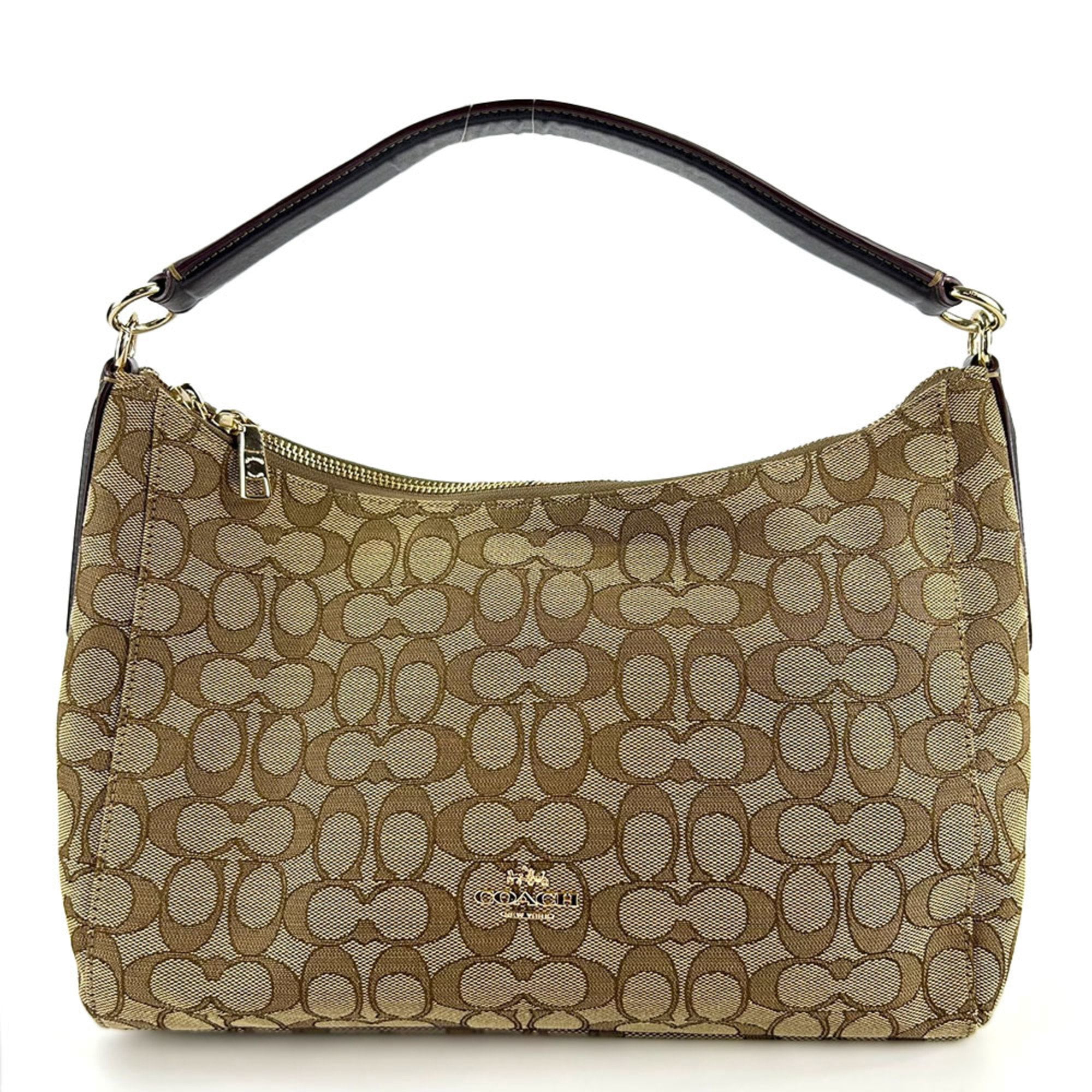 Pre-Owned Coach Shoulder Bag F58284 Signature Leather Canvas Beige 