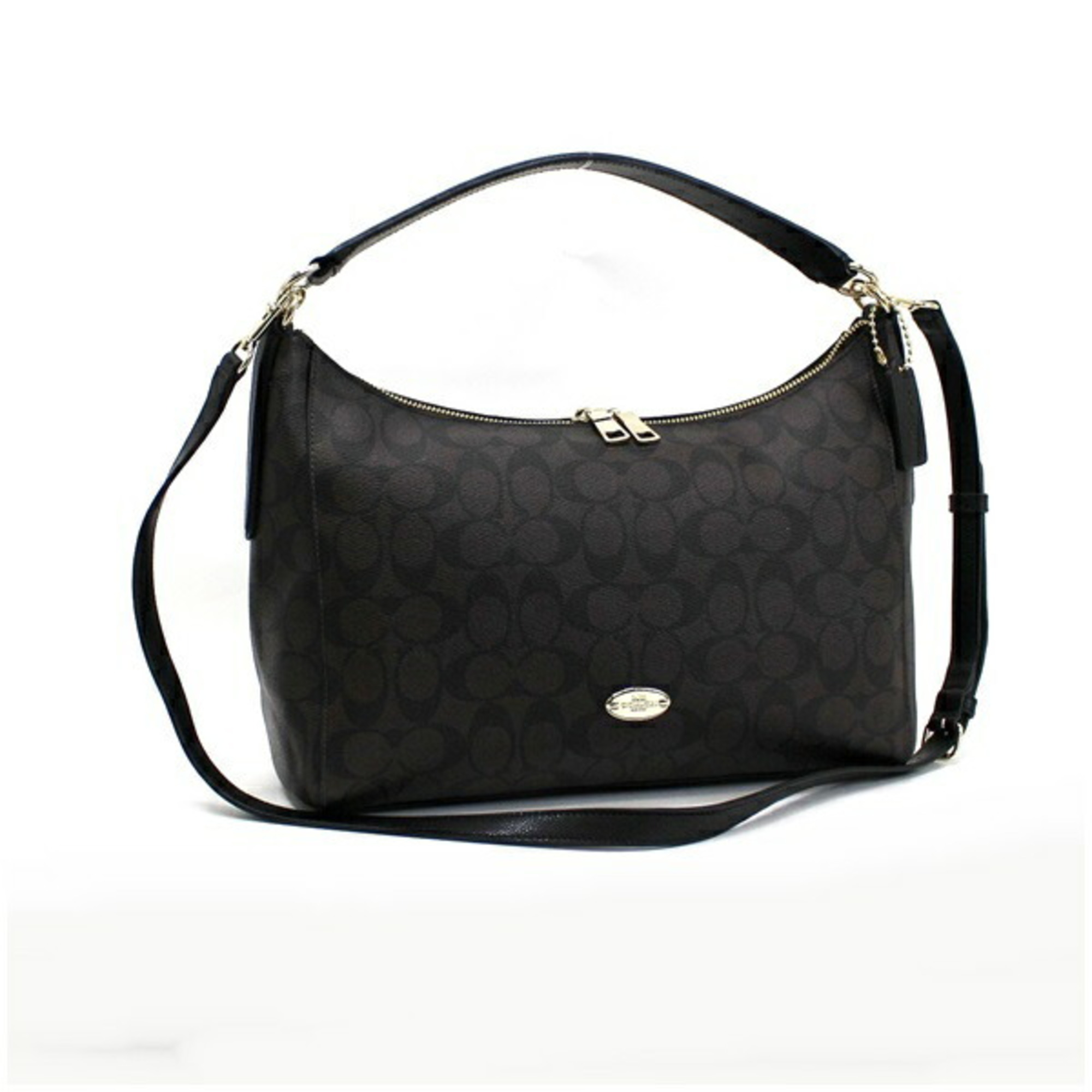 PreOwned Coach Signature Shoulder Bag PVC x Leather Dark Brown COACH