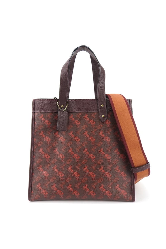 Pre-Owned Coach Tote Bag 89143 Horse & Carriage Coated Canvas Leather Bordeaux Red Brown Shoulder Women's COACH (Good)