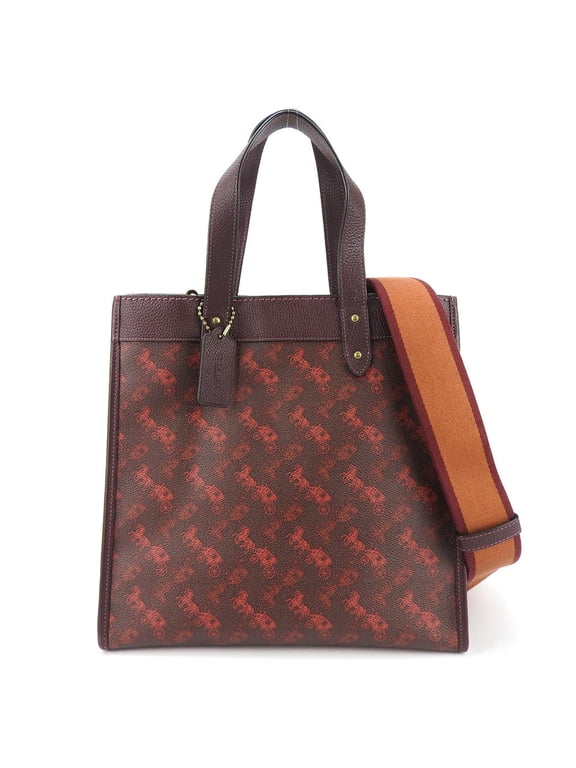 Pre-Owned Coach Tote Bag 89143 Horse & Carriage Coated Canvas Leather Bordeaux Red Brown Shoulder Women's COACH (Good)