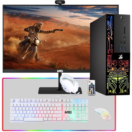 Pre-Owned Computer Desktop PC, Intel Core i5-6500, TechMagnet Siwa 6, New MTG 24 Inch Monitor, 16GB RAM, 1TB SSD + 2TB HDD, 1GB Graphic Card, Gaming Kit, Webcam, WiFi, Windows 10 Pro (Refurbished)