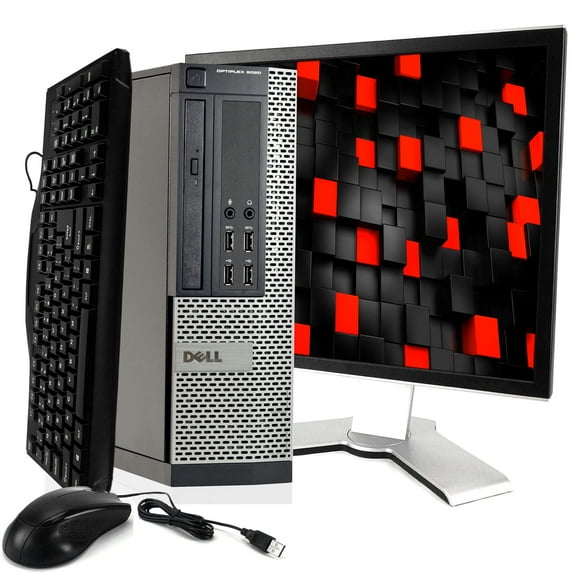 Pre-Owned DELL Optiplex 9020 Desktop Computer PC, Intel Quad-Core i5, 1TB HDD, 16GB DDR3 RAM, Windows 10 Home, DVD, WIFI, 22in Monitor, USB Keyboard and Mouse