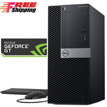 Pre-Owned Dell 7050 Desktop Tower Computer PC Intel Core i5-7500 7th Gen. 3.40GHz Processor 16GB RAM 120 GB SSD 2TB NVIDIA GT 1030 Wifi Adapter Bto KB & Mouse Windows 10 (Refurbished)