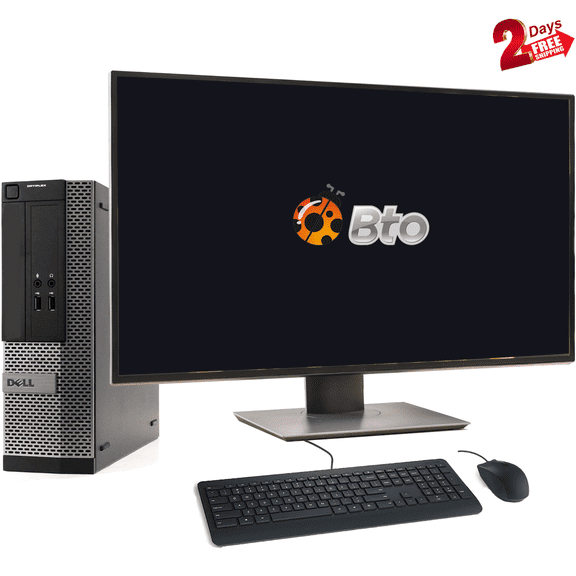 Restored Dell Desktop Computer SFF PC Core i5-4th CPU 16GB Ram, 1TB HDD, New 27" LCD, Keyboard & Mouse, WiFi, Bluetooth, DVD, Win10 Pro (Refurbished)