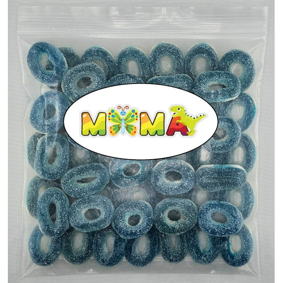 MiMa MiMa Assorted Gummy Candy Rings - Fruity, Chewy Candy in Fun Ring Shapes - Bulk Bag for Parties, Snacks & Gifts - Blue Raspberry Rings 1lb