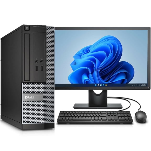 Restored Dell OptiPlex 7010 SFF Desktop PC with Intel Core i3 Processor, 8GB RAM, 500GB HD, DVD, Wi-Fi, 19" LCD Monitor, Keyboard, and Mouse - Windows 11 (Refurbished)