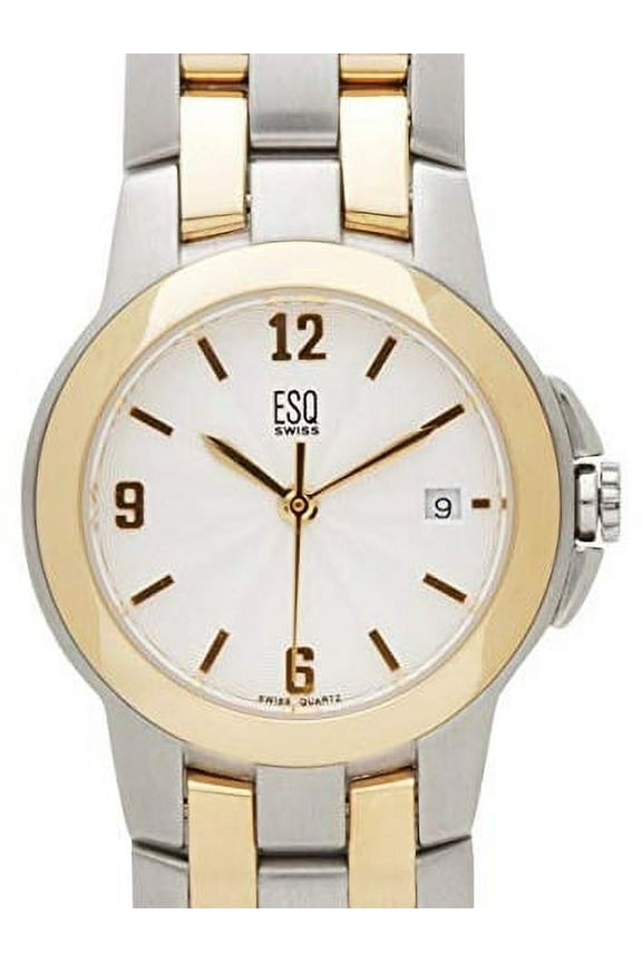 Pre-Owned ESQ Movado Silver Guilloche Dial Two Tone Steel Quartz Ladies Watch 07100957 (Good)