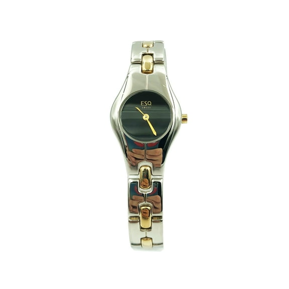 Pre-Owned ESQ Movado Tonneau Two-Tone Steel Black Dial Quartz Ladies Watch 07100710 (Good)