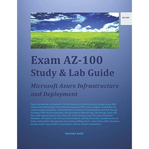 Pre-Owned Exam AZ-100 Study & Lab Guide: Microsoft Azure Infrastructure and Deployment Paperback