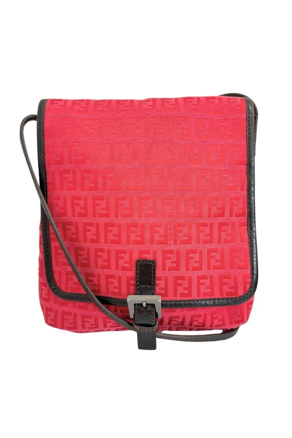 Pre-Owned FENDI Zucca Shoulder Bag 8BT052 Canvas A5 Snap Button Ladies I111624121 (Good)