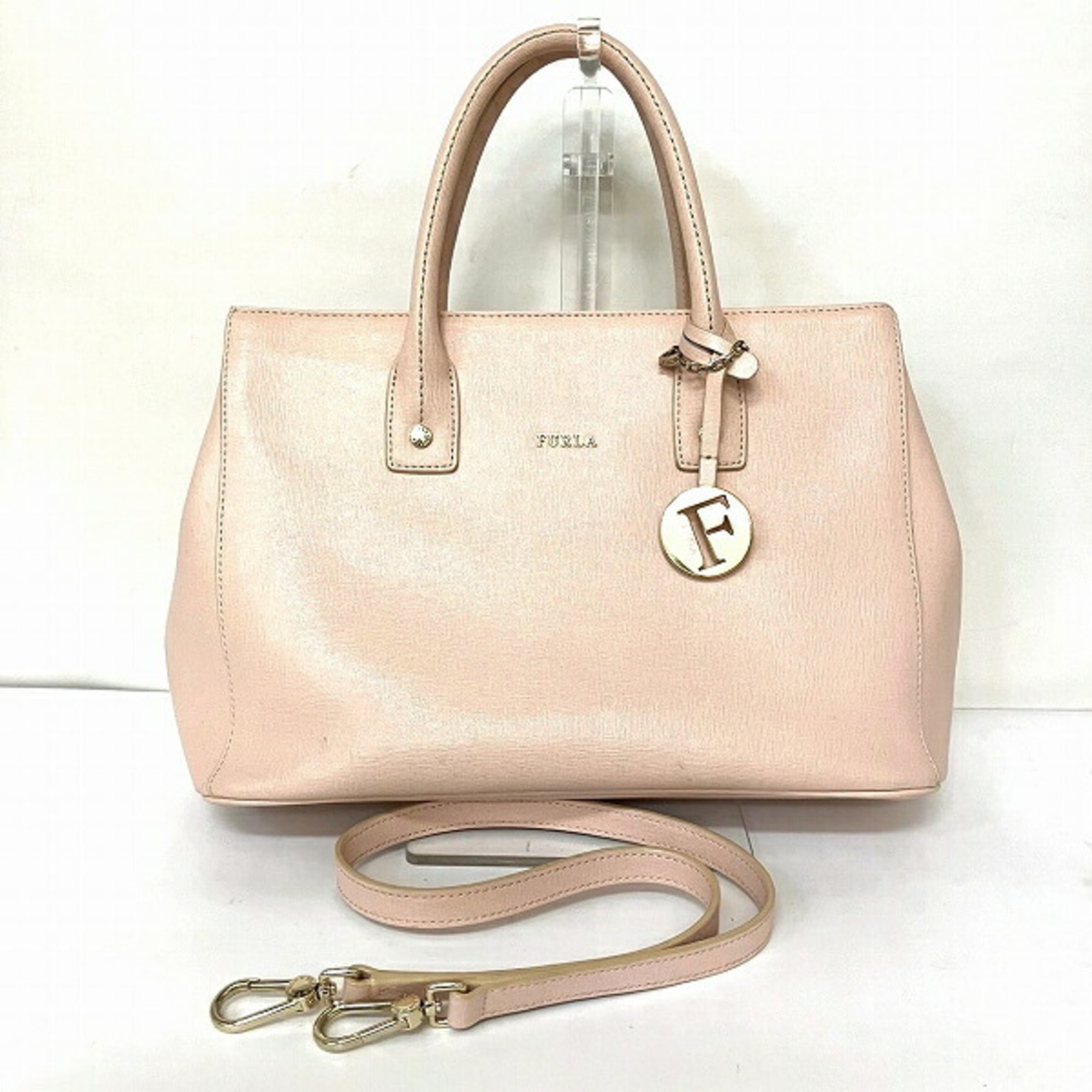 Pre-Owned FURLA Linda Pink Leather 2way Bag Tote Ladies (Good)