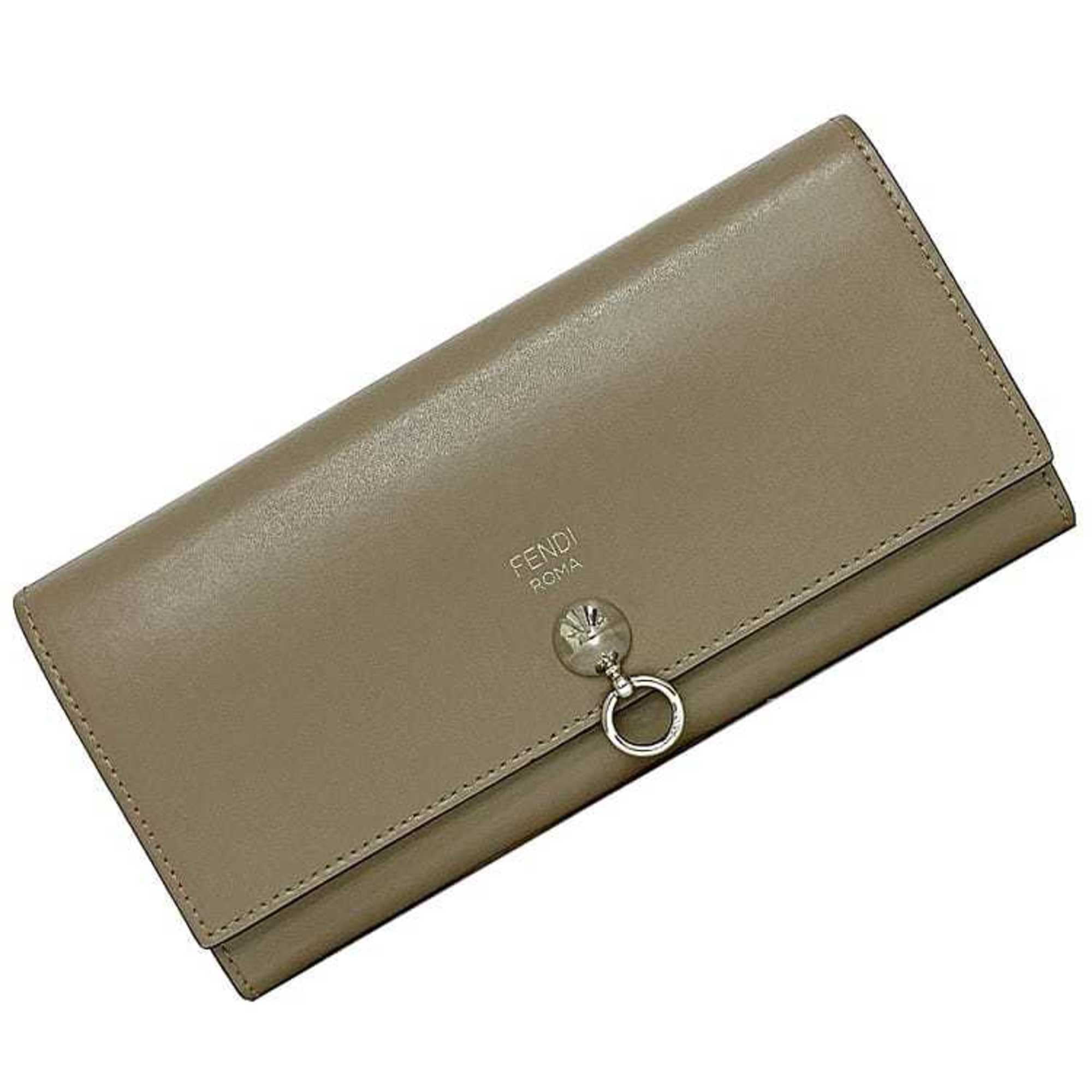 Pre Owned Fendi Bi fold Long Wallet Beige By the Way 8M0251 Leather FENDI Flap Women s Good