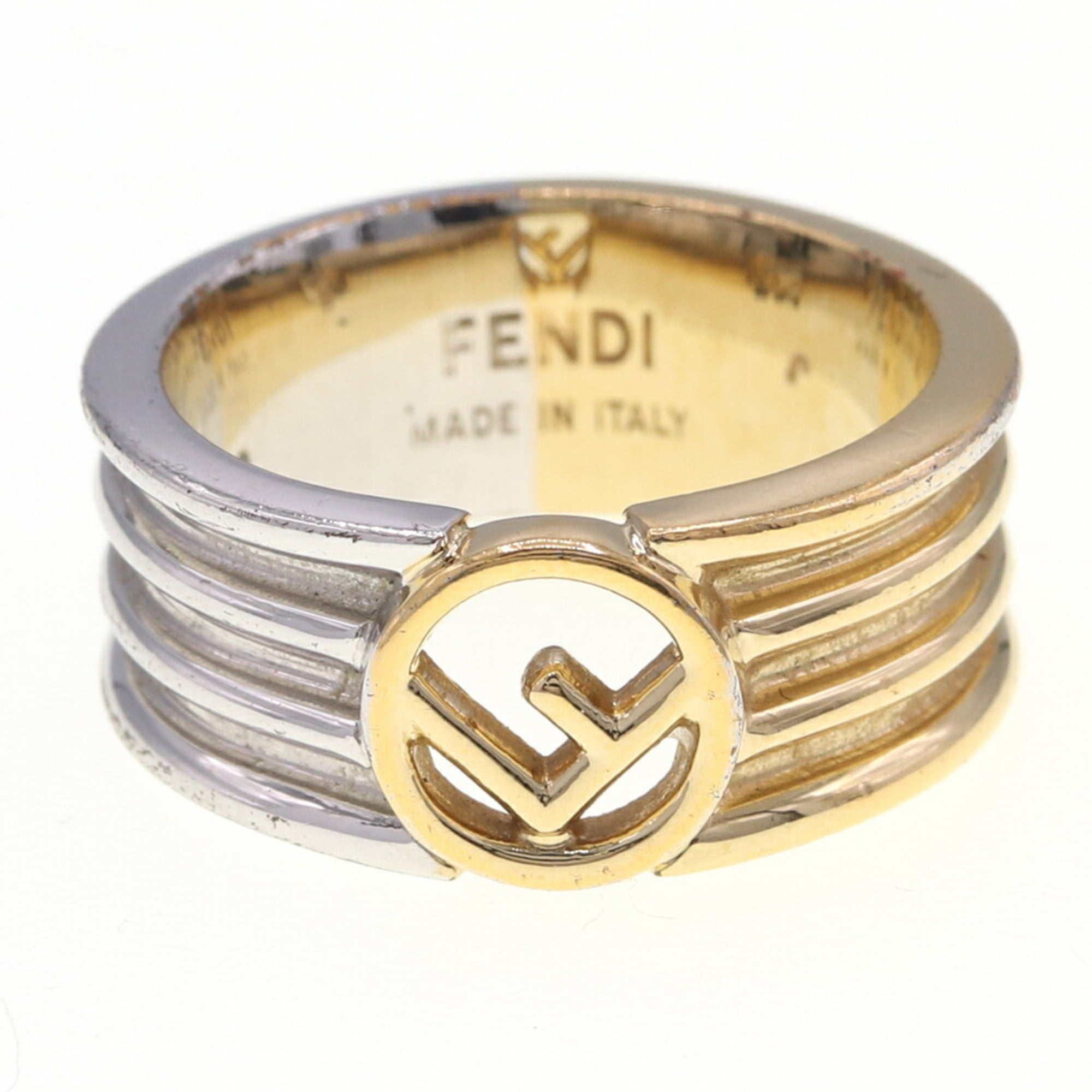 Pre-Owned Fendi ring F is 8AG796 gold silver metal S size 11.5