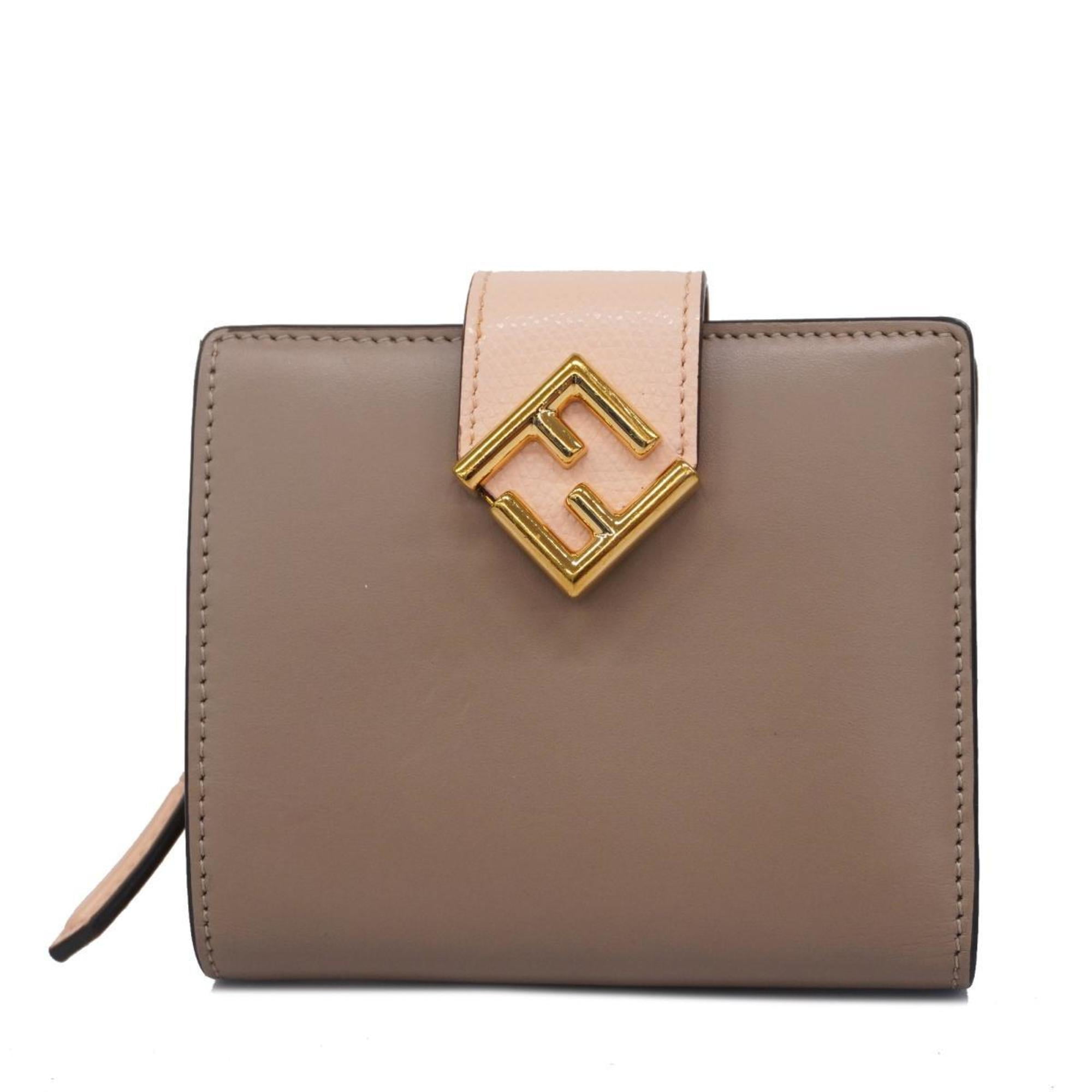 Pre Owned Fendi wallet leather pink beige ladies Good Walmart