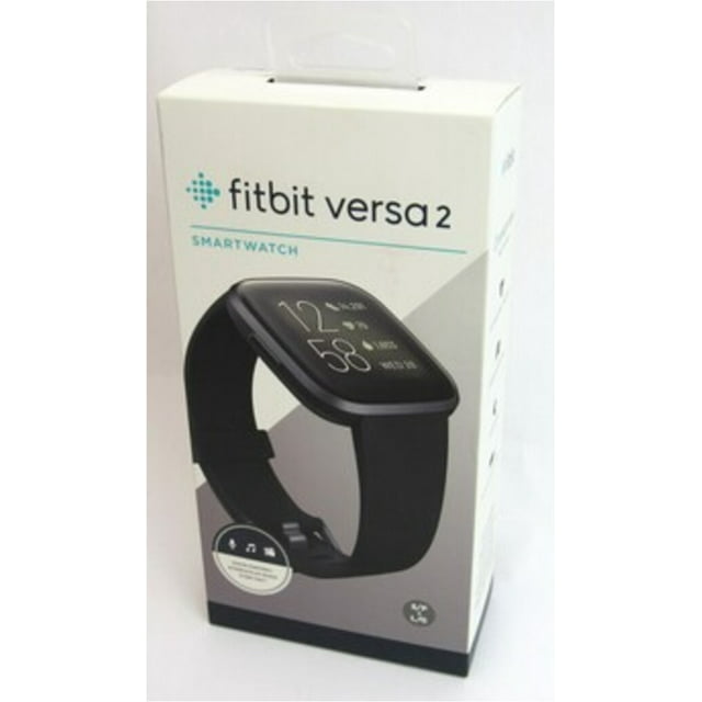Pre-Owned Fitbit Versa 2 FB507BKBK Fitness Smartwatch with Silicone Band - Black-Carbon - One Size