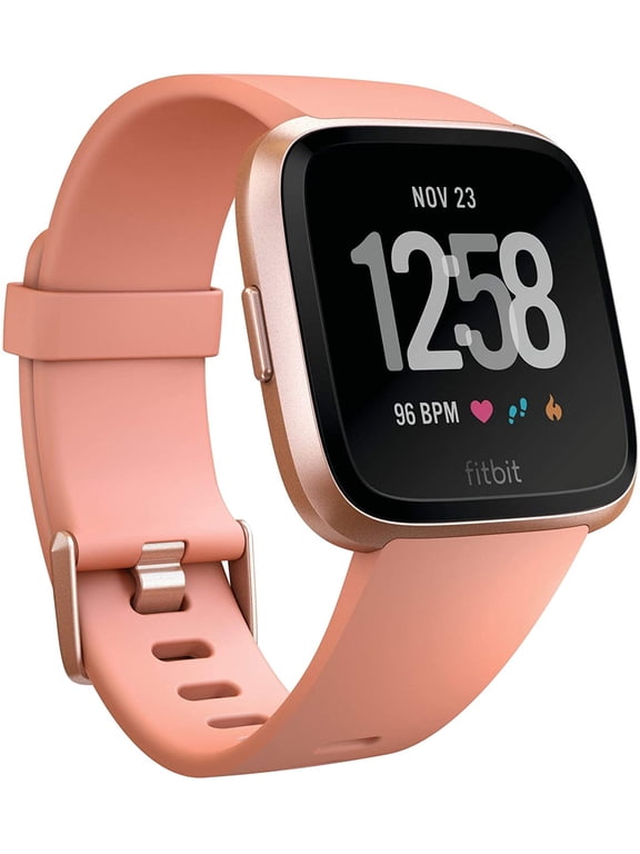 Pre-Owned Fitbit Versa Smart Watch, Peach/Rose Gold Aluminium, One Size (S & L Bands Included)