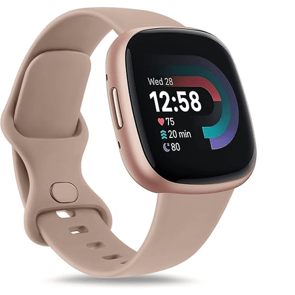 Pre-Owned Fitbit Versa Smart Watch, Peach/Rose Gold Aluminium, One Size (S & L Bands Included)