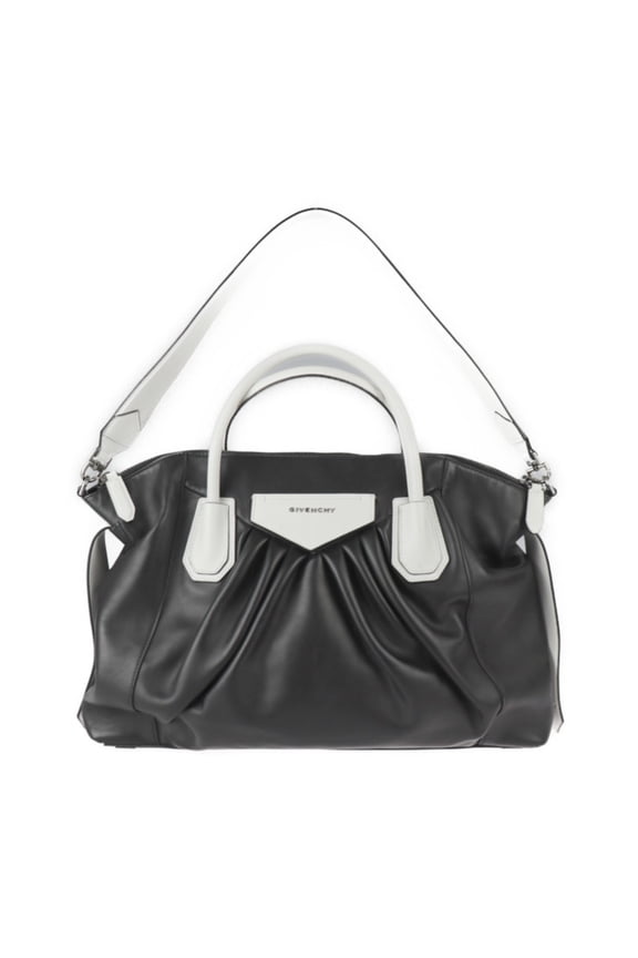 Pre-Owned GIVENCHY Givenchy Antigona soft medium handbag leather black white silver metal fittings 2WAY shoulder bag tote (Good)