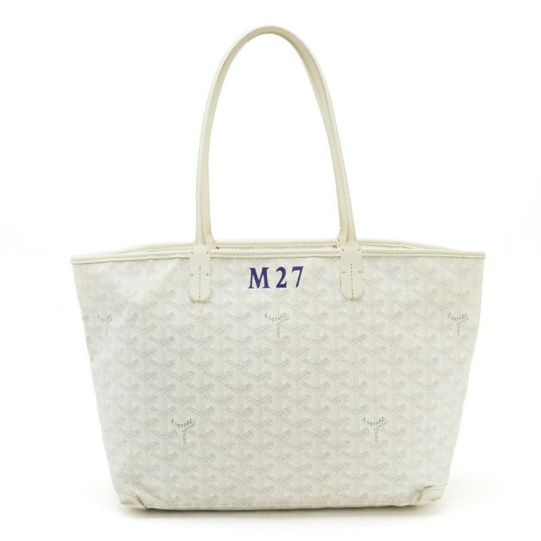 Pre Owned GOYARD Artois PM Tote Bag Shoulder PVC Leather White Initial Print Good Walmart