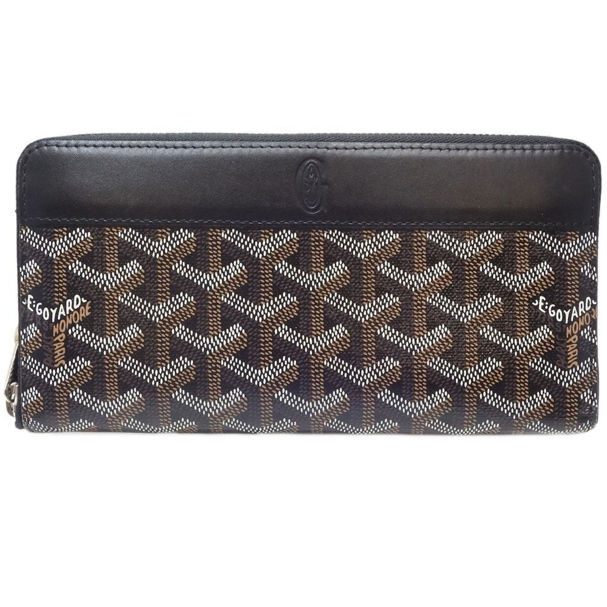 Pre Owned GOYARD Round Zipper Matignon GM Long Wallet x Leather Black Brown 083923 Good Walmart